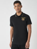 True Religion Men Black Solid Polo Collar Short Sleeves Polo Tshirt