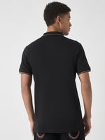True Religion Men Black Solid Polo Collar Short Sleeves Polo Tshirt