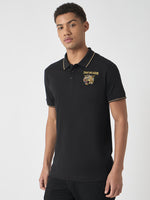 True Religion Men Black Solid Polo Collar Short Sleeves Polo Tshirt