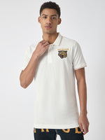 True Religion Men White Solid Polo Collar Short Sleeves Polo Tshirt