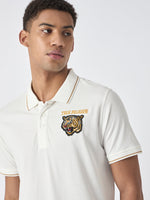 True Religion Men White Solid Polo Collar Short Sleeves Polo Tshirt