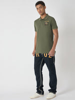 True Religion Men Green Solid Polo Collar Short Sleeves Polo Tshirt