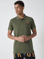 True Religion Men Green Solid Polo Collar Short Sleeves Polo Tshirt