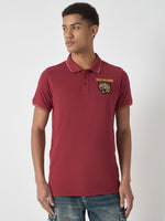 True Religion Men Red Solid Polo Collar Short Sleeves Polo Tshirt