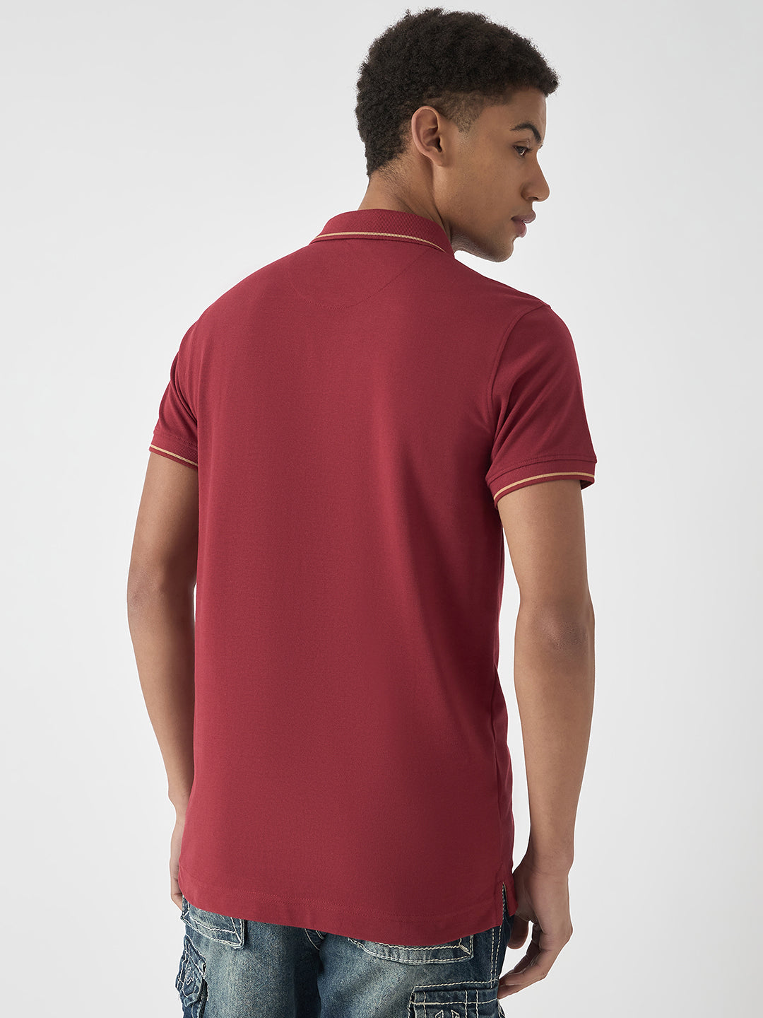 True Religion Men Red Solid Polo Collar Short Sleeves Polo Tshirt