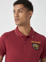 True Religion Men Red Solid Polo Collar Short Sleeves Polo Tshirt