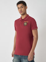 True Religion Men Red Solid Polo Collar Short Sleeves Polo Tshirt