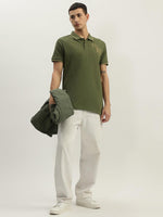 True Religion Men Green Solid Polo Collar Short Sleeves Polo Tshirt