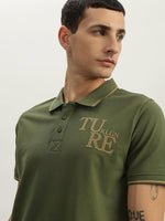 True Religion Men Green Solid Polo Collar Short Sleeves Polo Tshirt