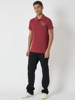 True Religion Men Red Solid Polo Collar Short Sleeves Polo Tshirt