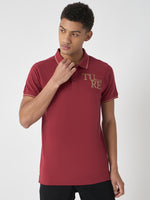 True Religion Men Red Solid Polo Collar Short Sleeves Polo Tshirt