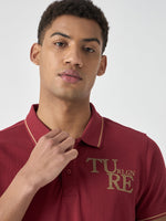 True Religion Men Red Solid Polo Collar Short Sleeves Polo Tshirt