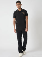 True Religion Men Black Solid Polo Collar Short Sleeves Polo Tshirt