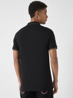 True Religion Men Black Solid Polo Collar Short Sleeves Polo Tshirt