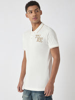 True Religion Men White Solid Polo Collar Short Sleeves Polo Tshirt