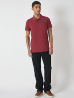 True Religion Men Red Solid Polo Collar Short Sleeves Polo Tshirt