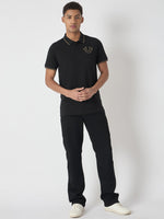 True Religion Men Black Solid Polo Collar Short Sleeves Polo Tshirt