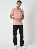 True Religion Men Pink Solid Polo Collar Short Sleeves Polo Tshirt