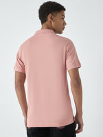 True Religion Men Pink Solid Polo Collar Short Sleeves Polo Tshirt