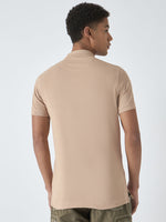 True Religion Men Beige Solid Polo Collar Short Sleeves Polo Tshirt