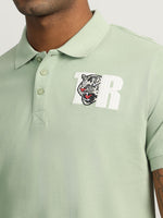 True Religion Men Green Solid Collared Short Sleeves Polo Tshirt
