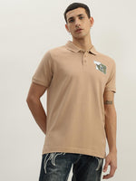 True Religion Men Beige Solid Polo Collar Short Sleeves Polo Tshirt