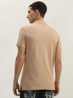 True Religion Men Beige Solid Polo Collar Short Sleeves Polo Tshirt