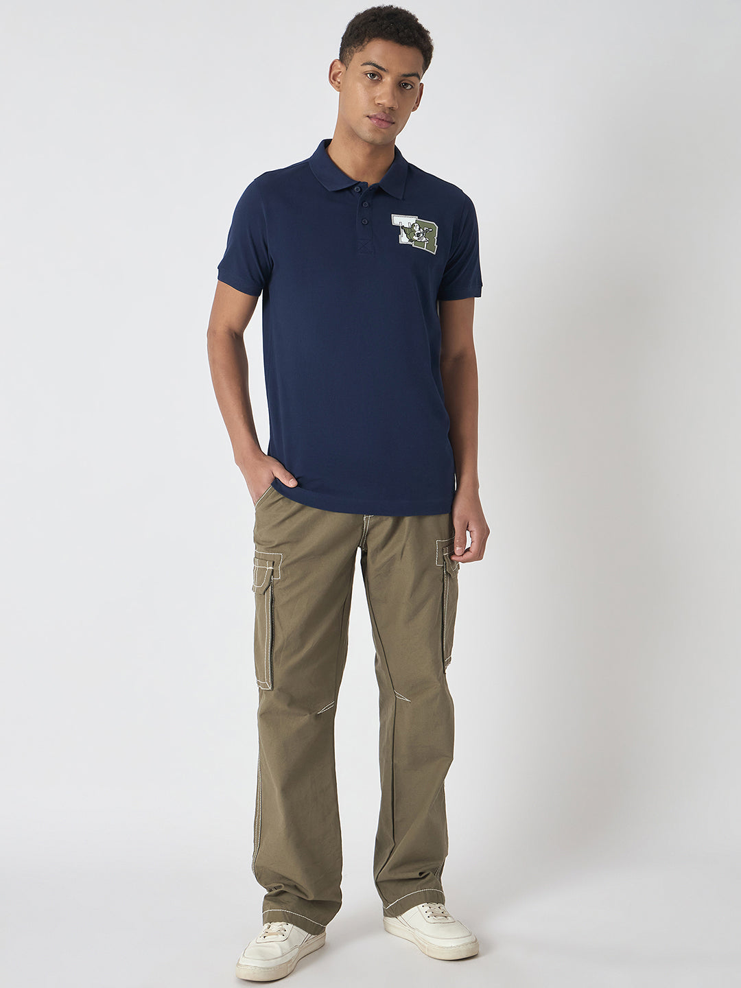 True Religion Men Navy Blue Solid Polo Collar Short Sleeves Polo Tshirt