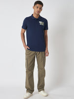 True Religion Men Navy Blue Solid Polo Collar Short Sleeves Polo Tshirt