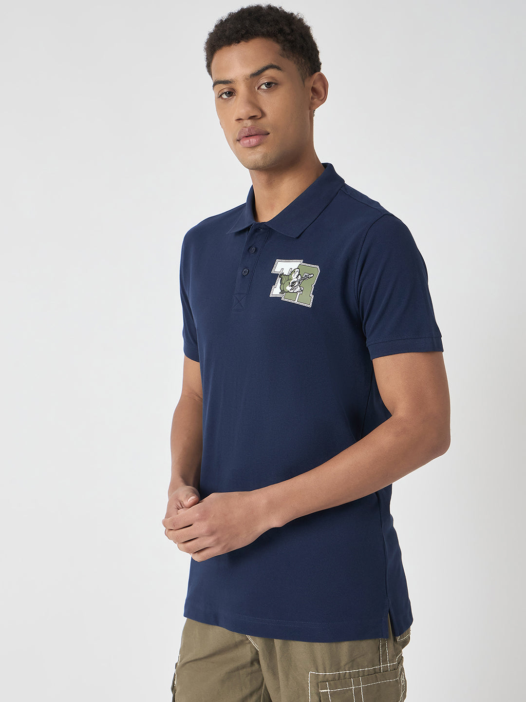 True Religion Men Navy Blue Solid Polo Collar Short Sleeves Polo Tshirt