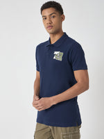 True Religion Men Navy Blue Solid Polo Collar Short Sleeves Polo Tshirt
