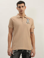 True Religion Men Beige Solid Polo Collar Short Sleeves Polo Tshirt