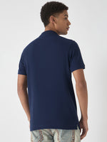 True Religion Men Navy Blue Solid Polo Collar Short Sleeves Polo Tshirt