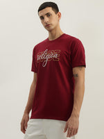 True Religion Men Red Printed Round Neck Short Sleeves Tshirt
