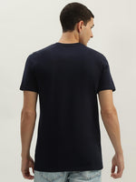 True Religion Men Navy Blue Printed Round Neck Short Sleeves Tshirt