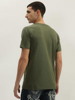 True Religion Men Green Printed Round Neck Short Sleeves Tshirt