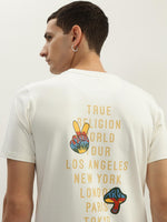 True Religion Men White Printed Round Neck Short Sleeves Tshirt