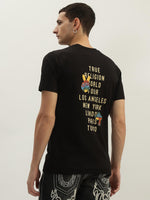 True Religion Men Black Printed Round Neck Short Sleeves Tshirt