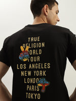 True Religion Men Black Printed Round Neck Short Sleeves Tshirt