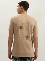 True Religion Men Beige Printed Round Neck Short Sleeves Tshirt