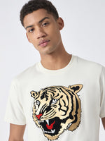 True Religion Men White Printed Round Neck Short Sleeves Tshirt