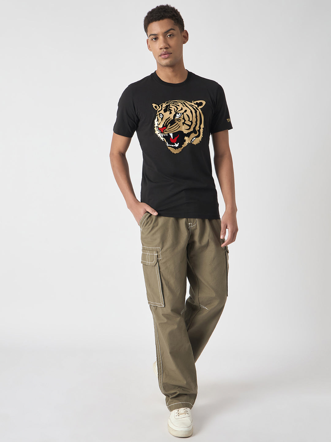 True Religion Men Black Printed Round Neck Short Sleeves Tshirt