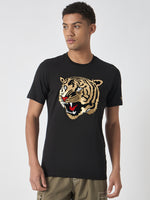 True Religion Men Black Printed Round Neck Short Sleeves Tshirt