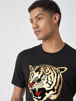 True Religion Men Black Printed Round Neck Short Sleeves Tshirt