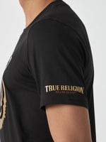True Religion Men Black Printed Round Neck Short Sleeves Tshirt