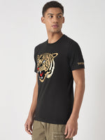 True Religion Men Black Printed Round Neck Short Sleeves Tshirt