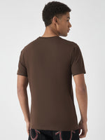 True Religion Men Brown Printed Round Neck Short Sleeves Tshirt
