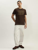 True Religion Men Brown Printed Round Neck Short Sleeves Tshirt