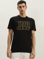 True Religion Men Black Printed Round Neck Short Sleeves Tshirt