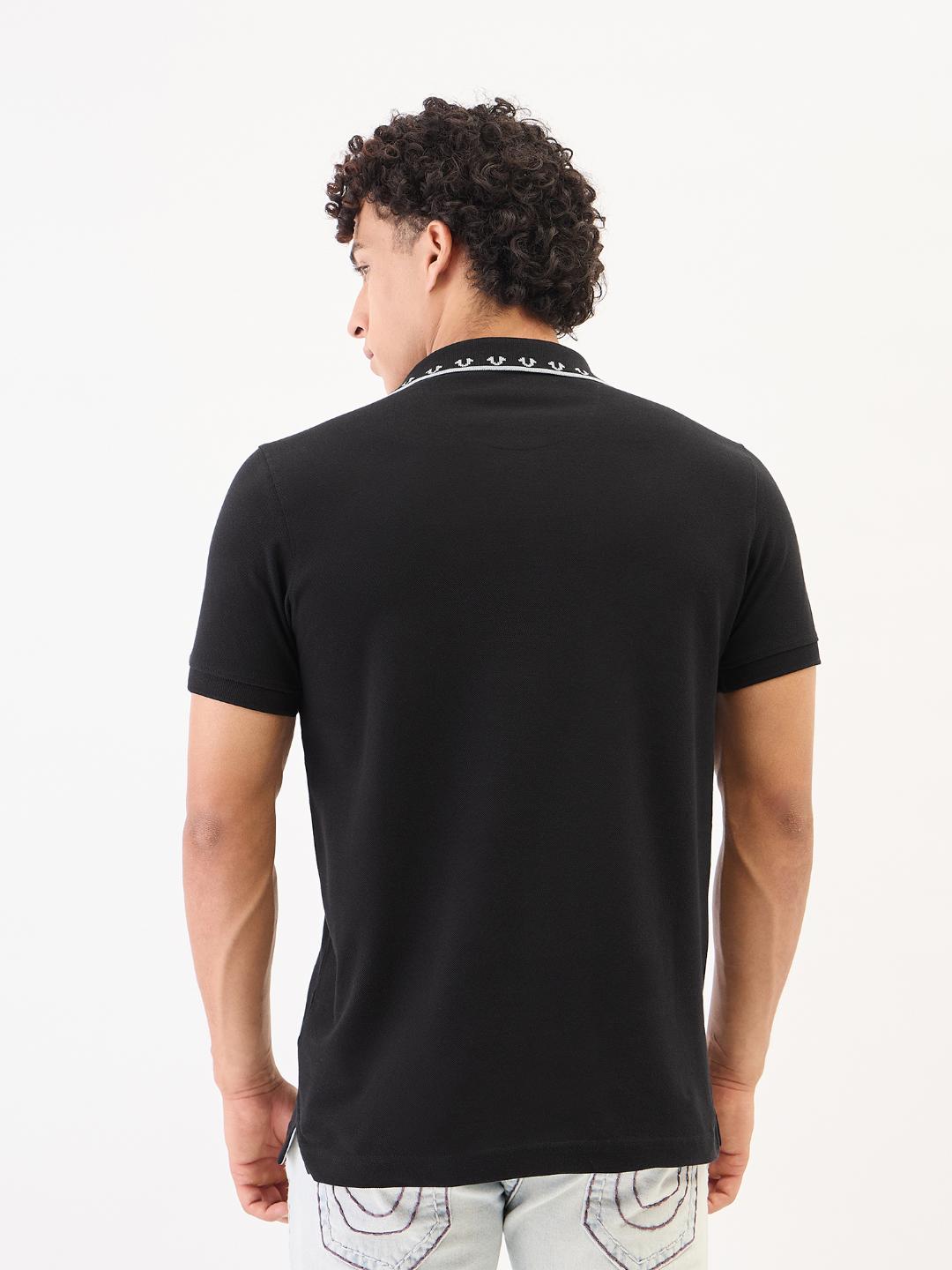 True Religion Men Black Solid Polo Tshirt